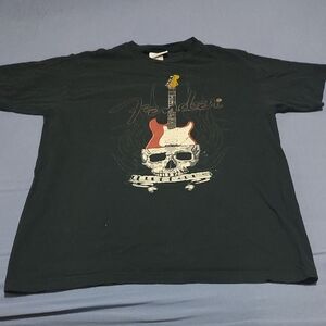 Fender Black T-Shirt with Skull and Guitar Design